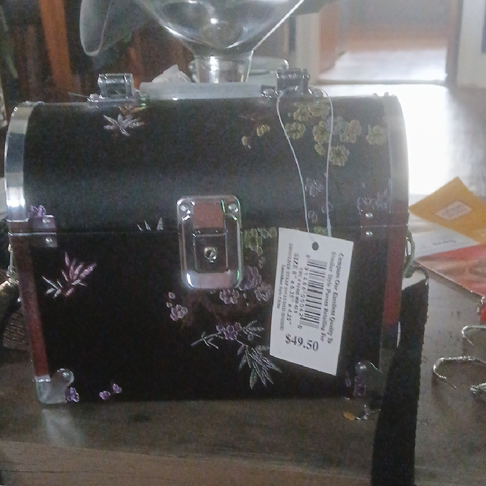 Floral Black Box Purse